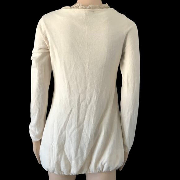 Anthropologie Knitted + Knotted Lace Tulle Pale Noon Button Cardigan Sweater M - Picture 5 of 8